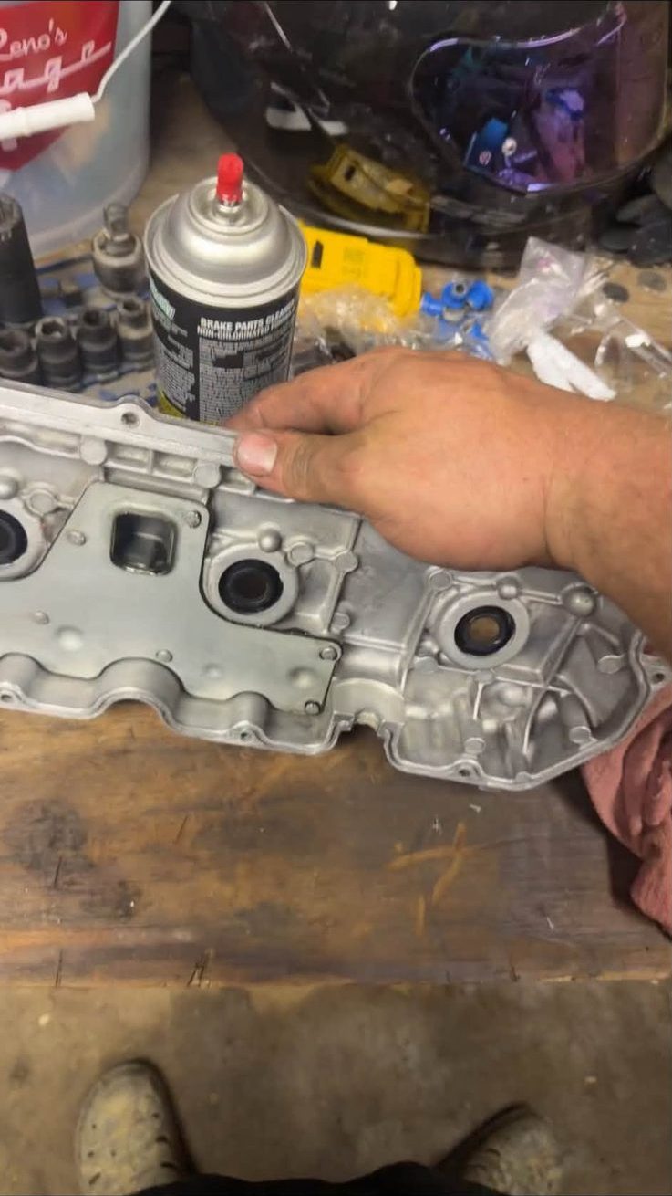 Valve cover cleaned and prepped before reinstalling